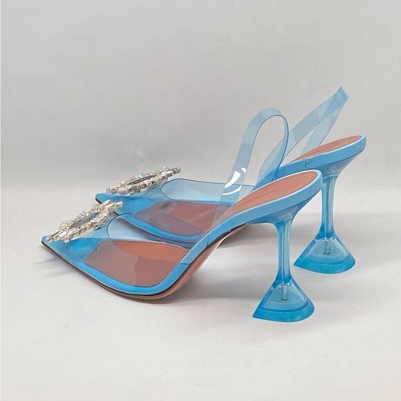 Amina Muaddi Begum Clear Crystal Slingback Pumps size 38 - Picture 9 of 14